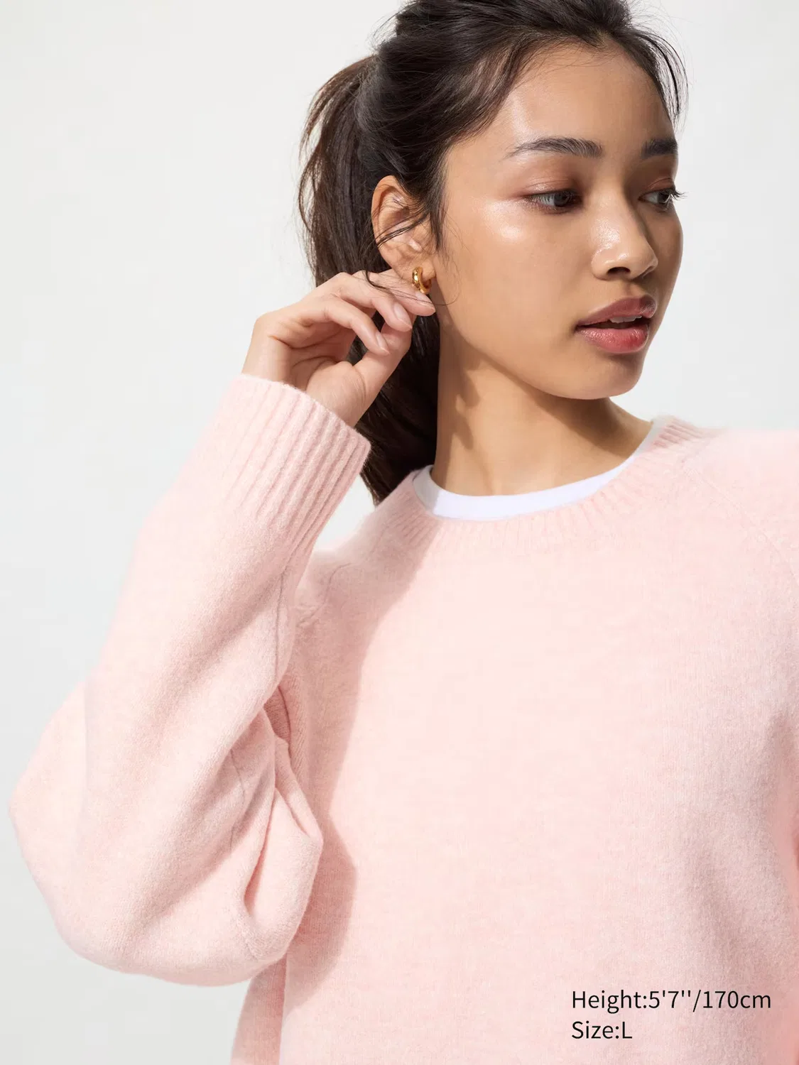 Свитер Uniqlo с круглым вырезом из легкой пряжи типа «суфле», темно-серый — фото 3