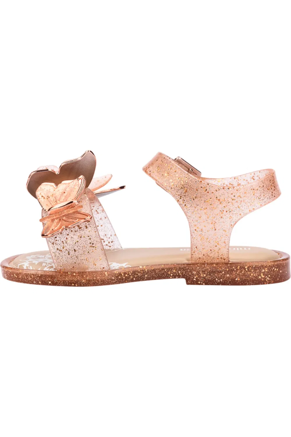 Сандалии детские с бабочками Fly III Mini Melissa, Beige Glitter — фото 3