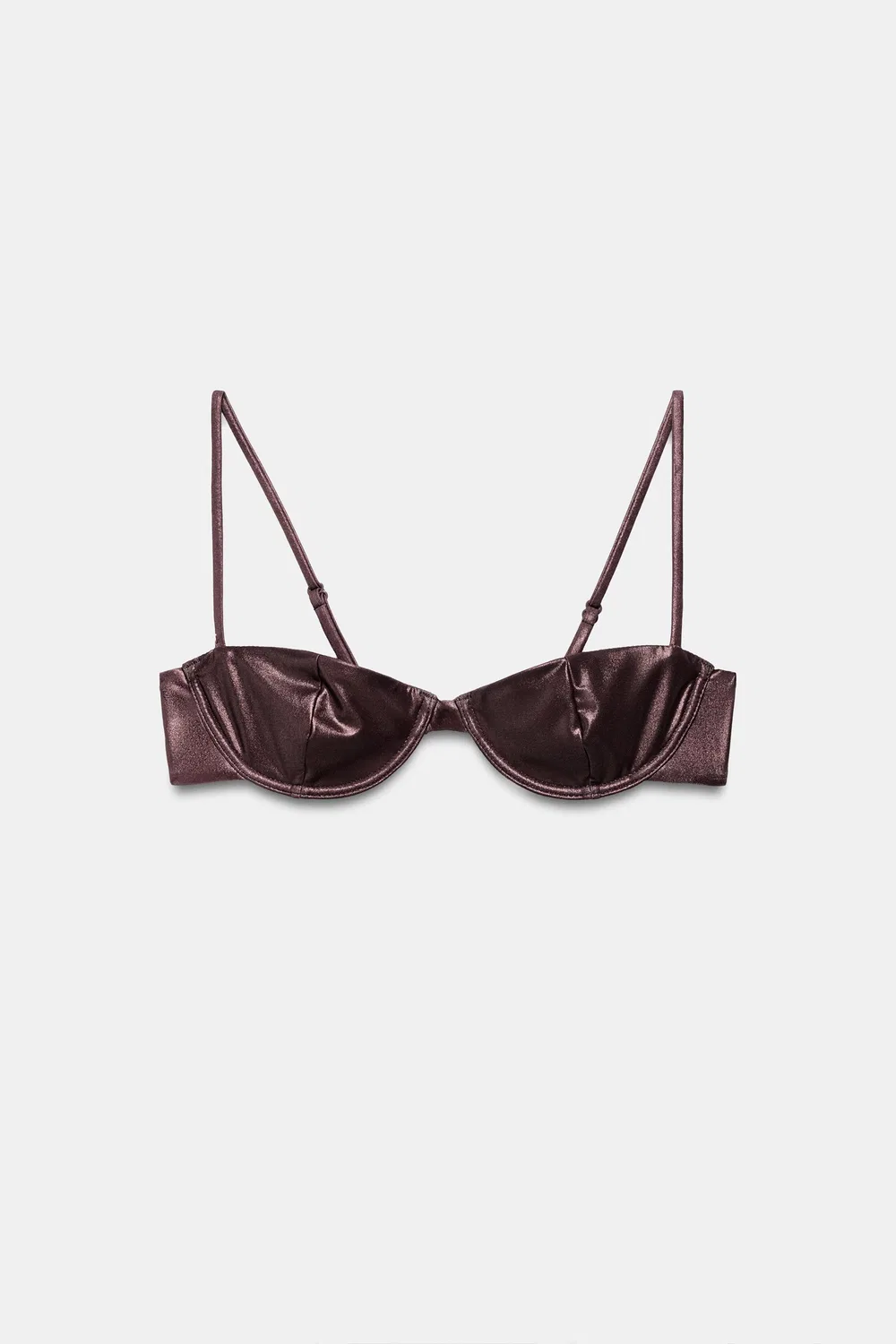 Металлический верх бикини на косточках ZARA, Brown — фото 4