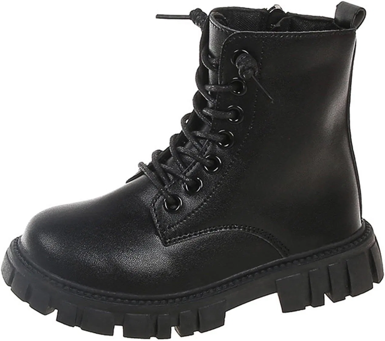 Детские ботинки для девочек на молнии и шнуровке с принтом, модель Girls Ankle Boots, Black