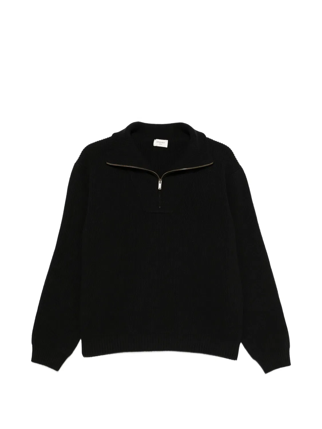Свитер в рубчик с круглым вырезом Saint Laurent, черный