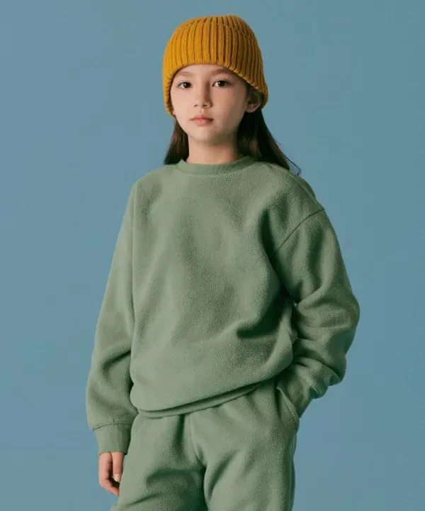 Свитшот оверсайз полярный флис, Musinsa Standard Kids, сейдж грин