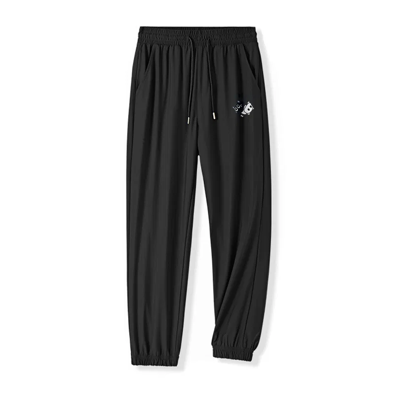 Детские штаны с принтом Ice Silk High-Rebound Black Tai Chi Cat Pants Logo MINISO