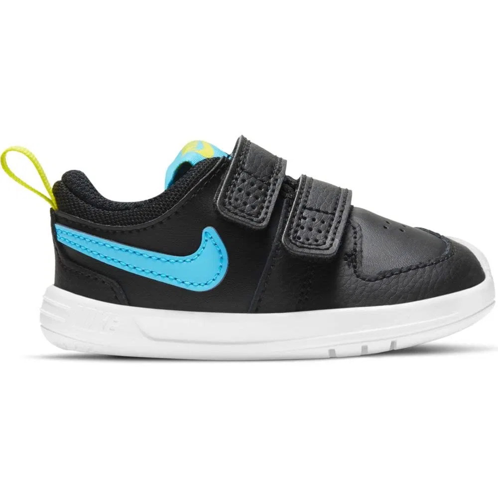Детские кроссовки для мальчиков с липучками NIKE Pico 5 NIKE, Black Chlorine Blue High Voltage White — фото 2