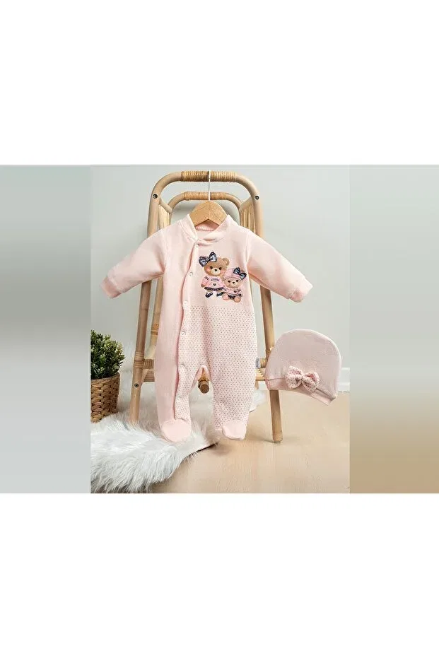 Детское боди-комбинезон для девочек с принтом Teddy bears printed Annora, Powder