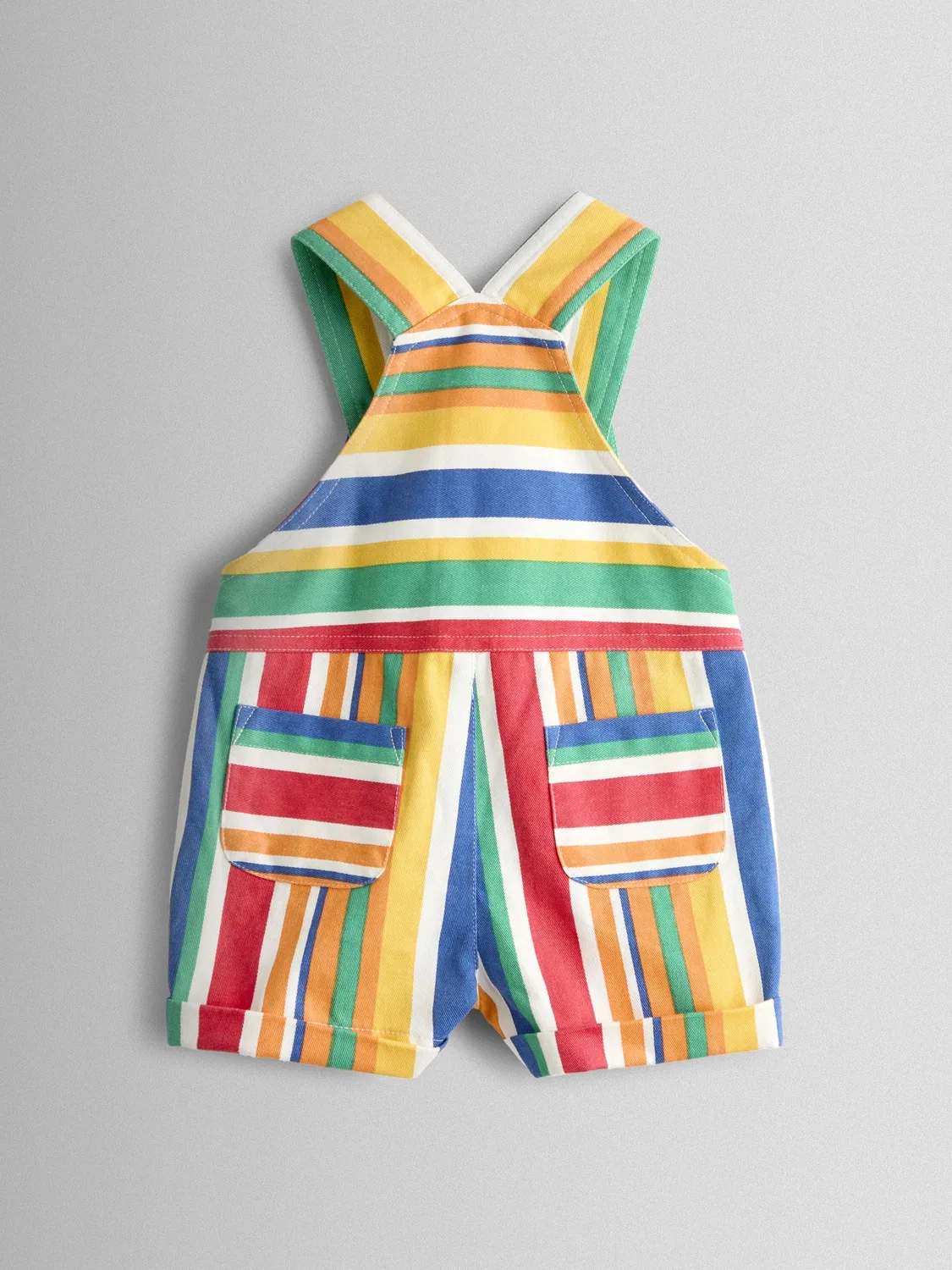 Комбинезон-ползунки 2-предметный набор Twill Dungaree Set & T-Shirt Jojo Maman Bébé, разноцветная полоска — фото 4