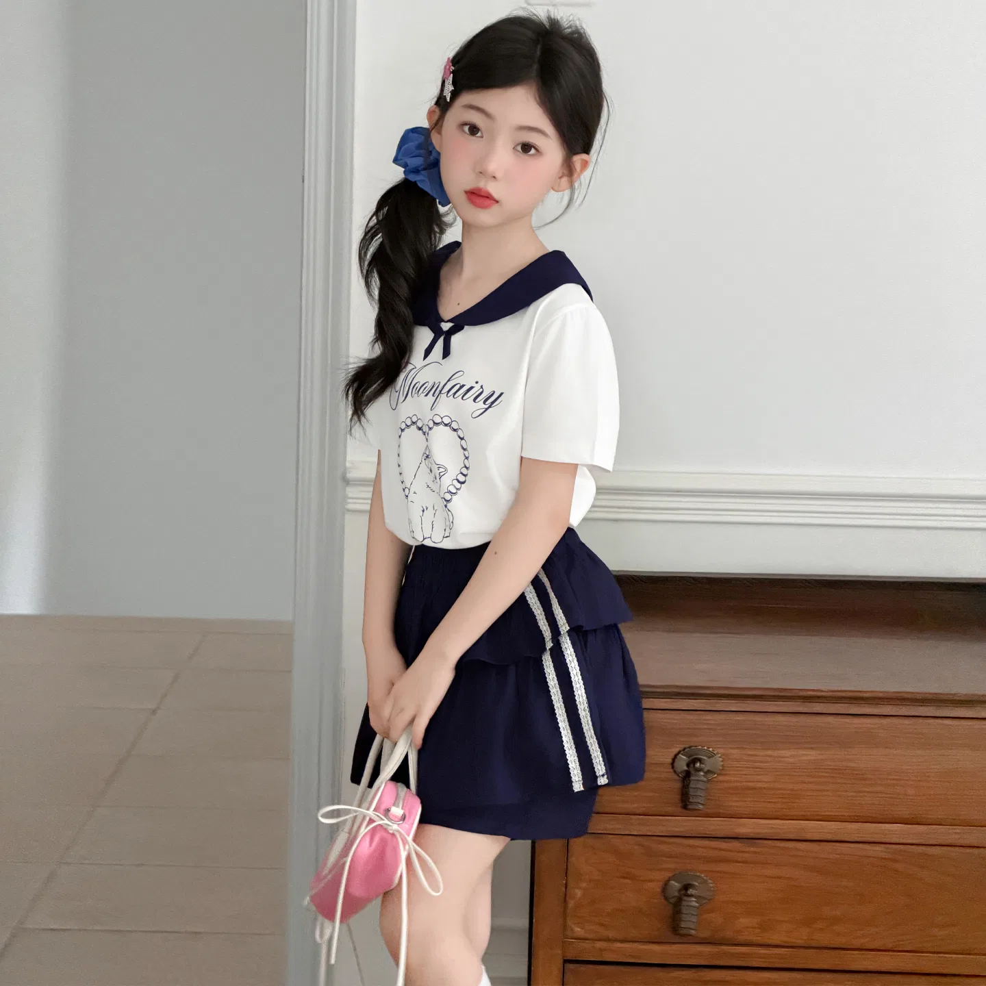 Детский комплект для девочек с принтом Preppy Style Skirt Set YALU — фото 4