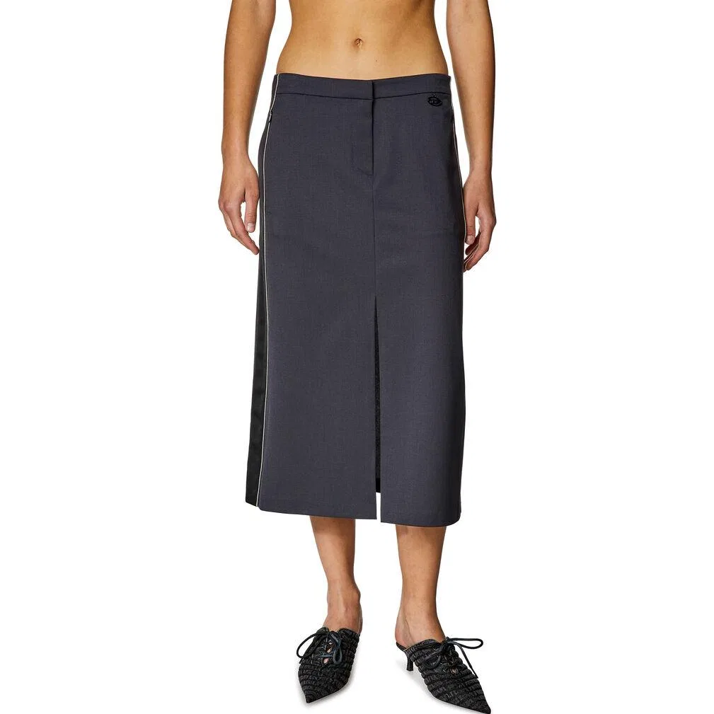 Женская юбка миди из шерстяной смесовой ткани DIESEL, Black — фото 4