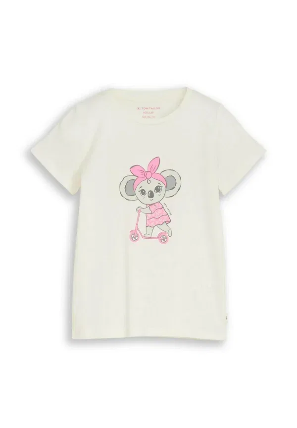 Футболка с принтом Print T-shirt Tom Tailor, Wool White, белый