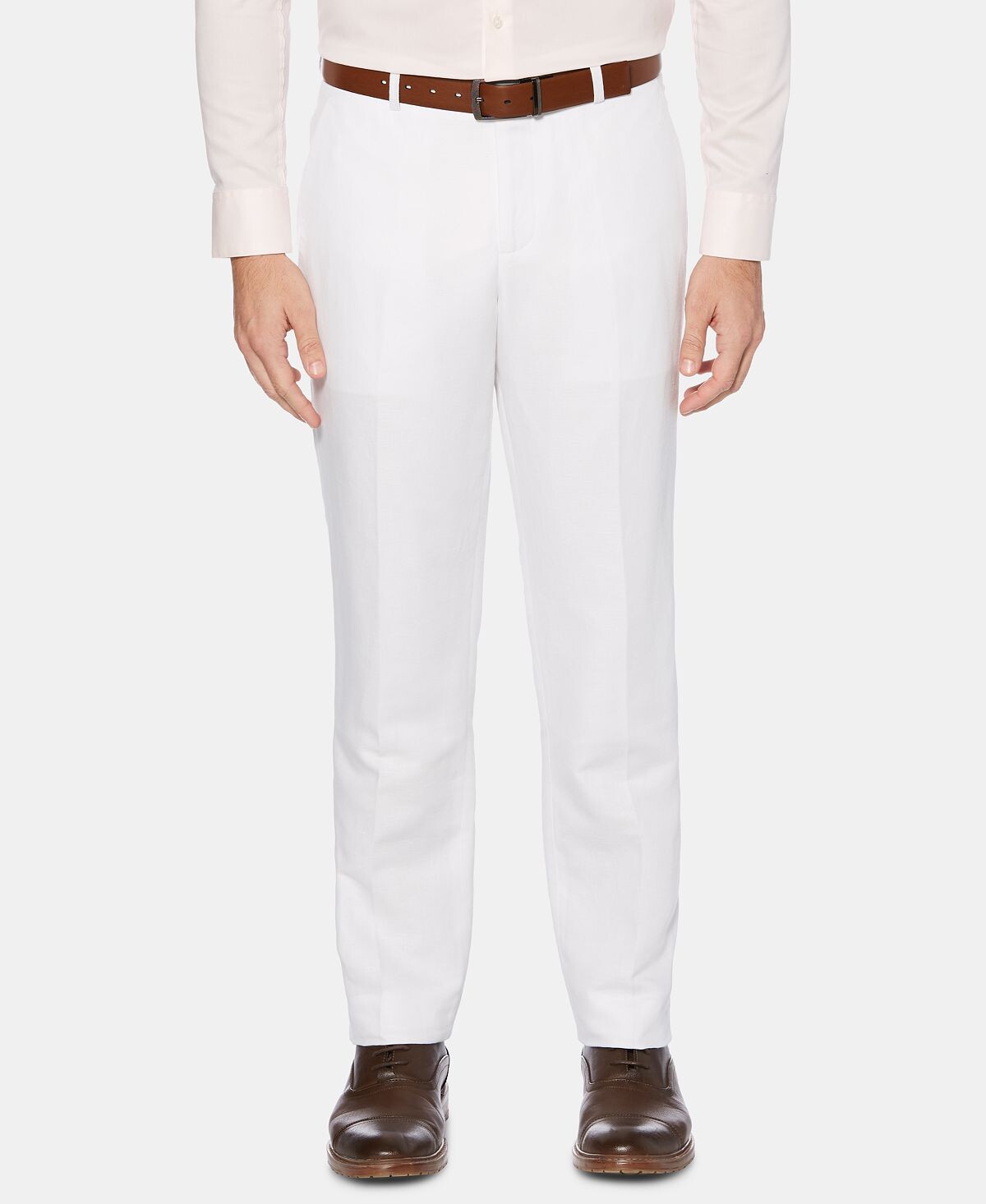 

Мужские однотонные классические брюки современного кроя Perry Ellis из льна/хлопка Perry Ellis Portfolio