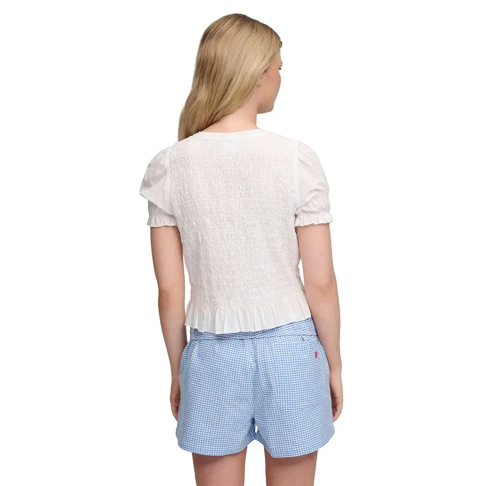 Женская футболка с коротким рукавом и сборкой Smocked Superdry, White — фото 2