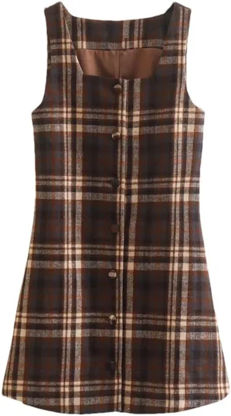 Женское короткое платье в клетку Straight, Brown
