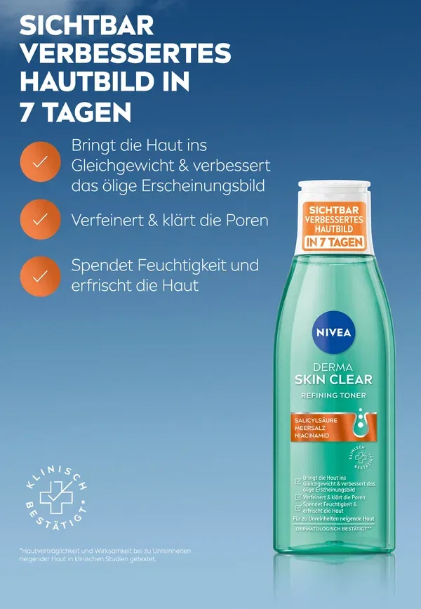 Набор для ухода за кожей: очищающий гель, тоник и пилинг-сыворотка Derma Skin Clear Nivea 330 мл — фото 4