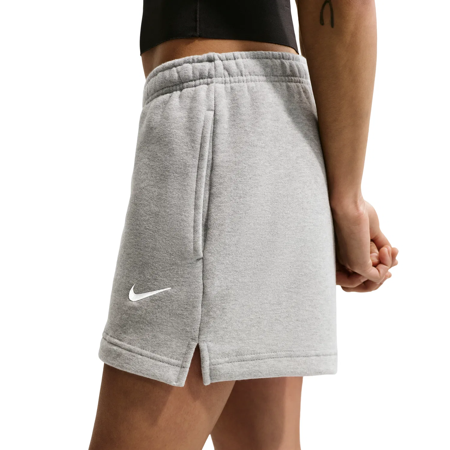 Женские шорты Studio Fleece Medium Mid-Rise Shorts 'Dark Grey Heather Sail' Nike, Dark Grey Heather/Sail — фото 2