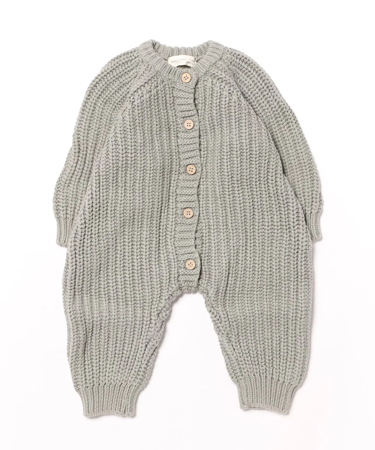Детский джемпер-комбинезон из футера с принтом, модель CHUNKY KNIT JUMPSUIT Quincy Mae, Green