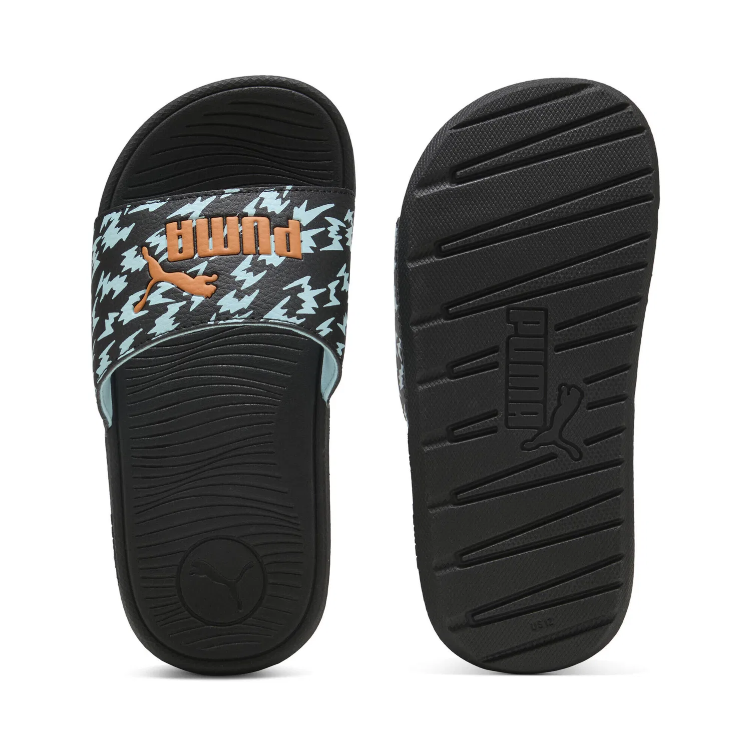 Детские шлепанцы с принтом Cool Cat 2.0 Poised 2 Race Slides Puma, Цвет: Schwarz Mango Blau — фото 3