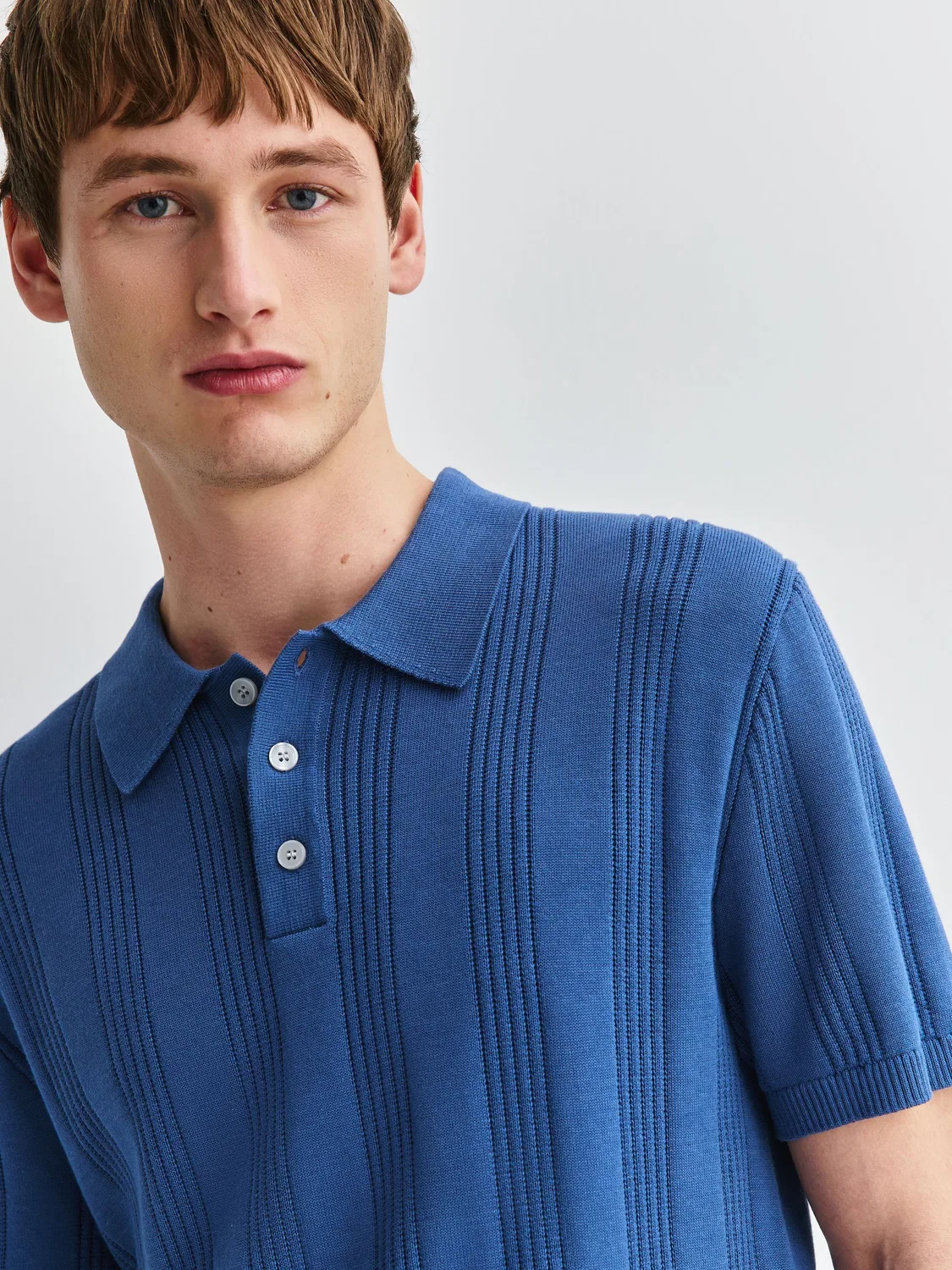Поло с точной вязкой, Slim Fit Next, синий — фото 4