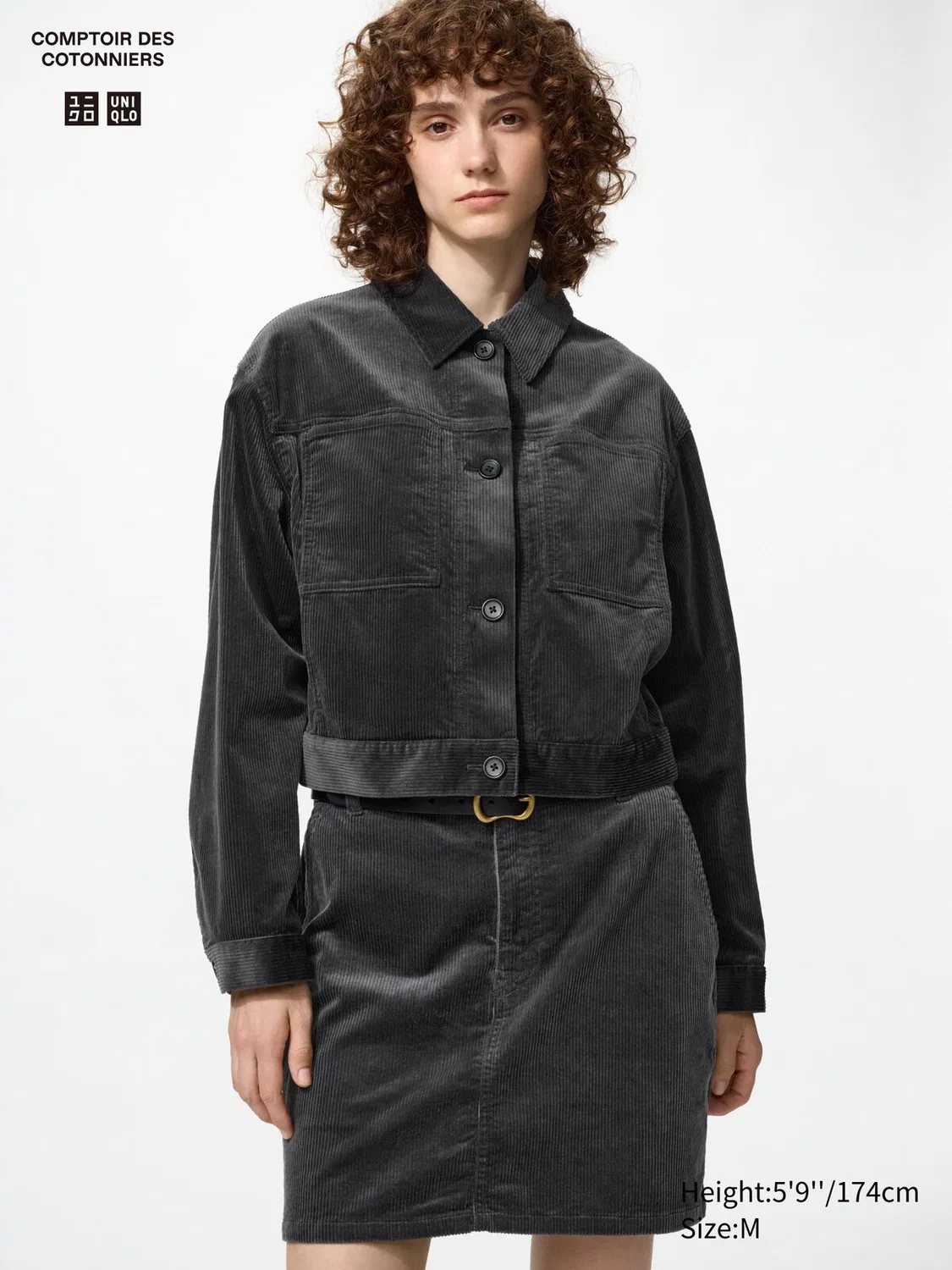 Куртка Uniqlo, вельветовая куртка, темно-серый