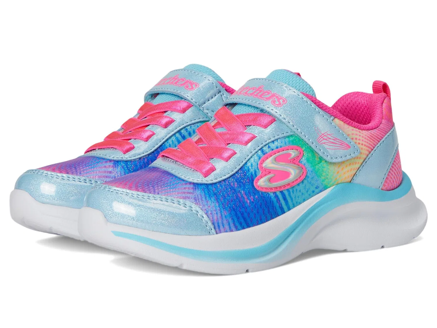 Детские кроссовки для девочек с принтом Aloha Dream Skechers, Turquoise Multicoloured