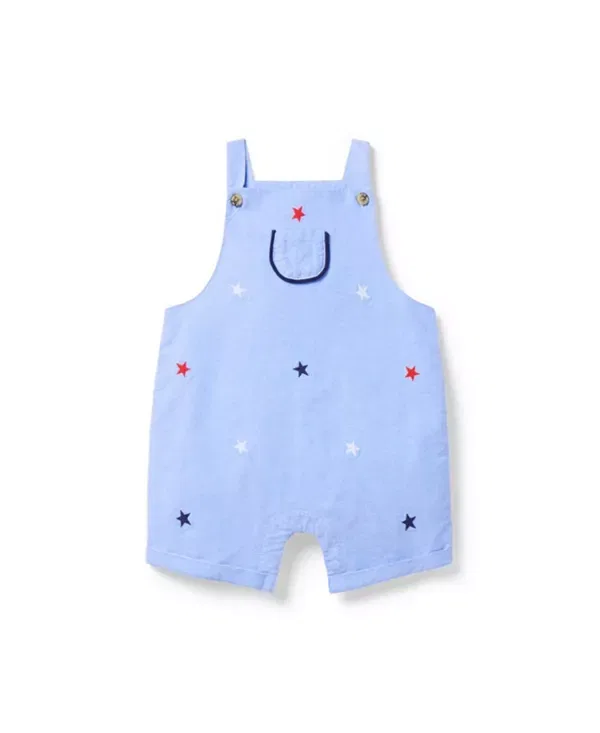 Детский комбинезон без рукавов с вышивкой флаг Boys' Flag Embroidered Overall Janie And Jack, синий