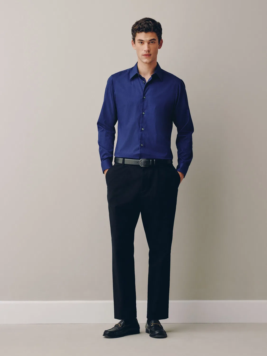 Рубашка с фактурной тканью, Slim Fit, Sapphire Blue Next — фото 2