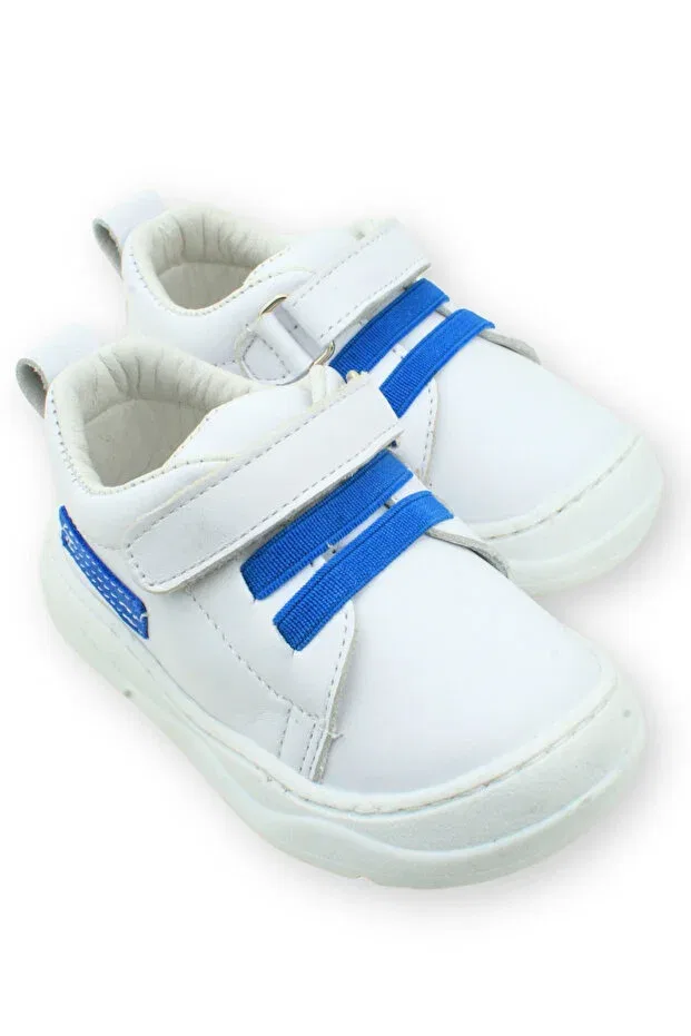 Детские туфли для девочек кожаные Nubebe, White-Blue — фото 4