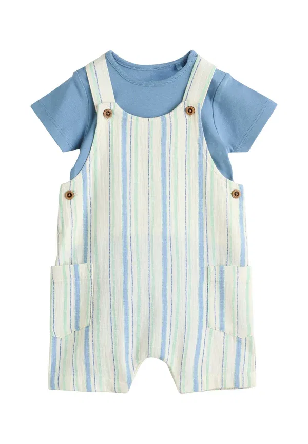 Комплект из топа и шорт из хлопка Regular fit set - body Next Stripe, синий — фото 4