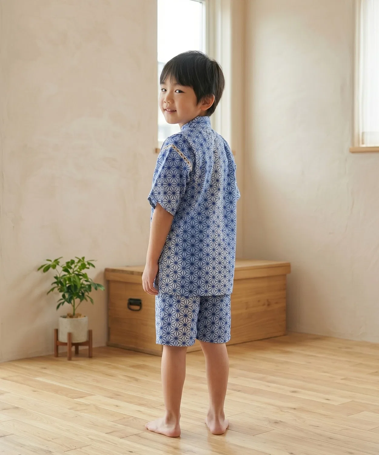 Детское кимоно Jinbei с принтом, комплект, модель I, box408, Blue