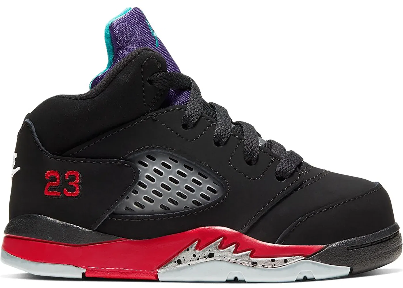 Детские кроссовки с комбинированным верхом Jordan 5 Retro Top 3 Jordan, Black/Fire Red-Grape Ice-New Emerald