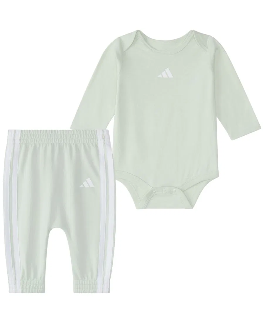 Комплект боди и брюк с длинным рукавом для мальчиков, с логотипом adidas, Light Green