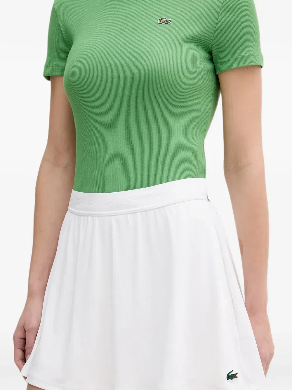 Мини-юбка Lacoste А-силуэта с логотипом, белый — фото 2