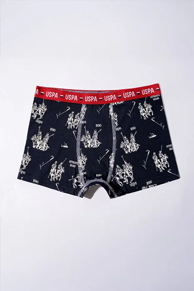 Детский комплект боксеров для мальчиков с принтом U.S. Polo Assn., Navy Blue-Grey-White — фото 4