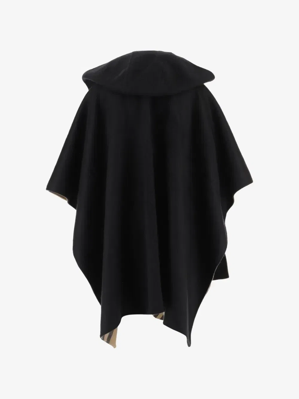 Накидка с капюшоном и рисунком в клетку, двусторонняя BURBERRY, черный — фото 2