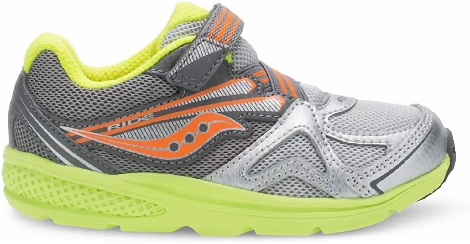 Детские кроссовки для мальчиков кожаные Baby Ride SAUCONY, Lime/Grey/Orange — фото 3