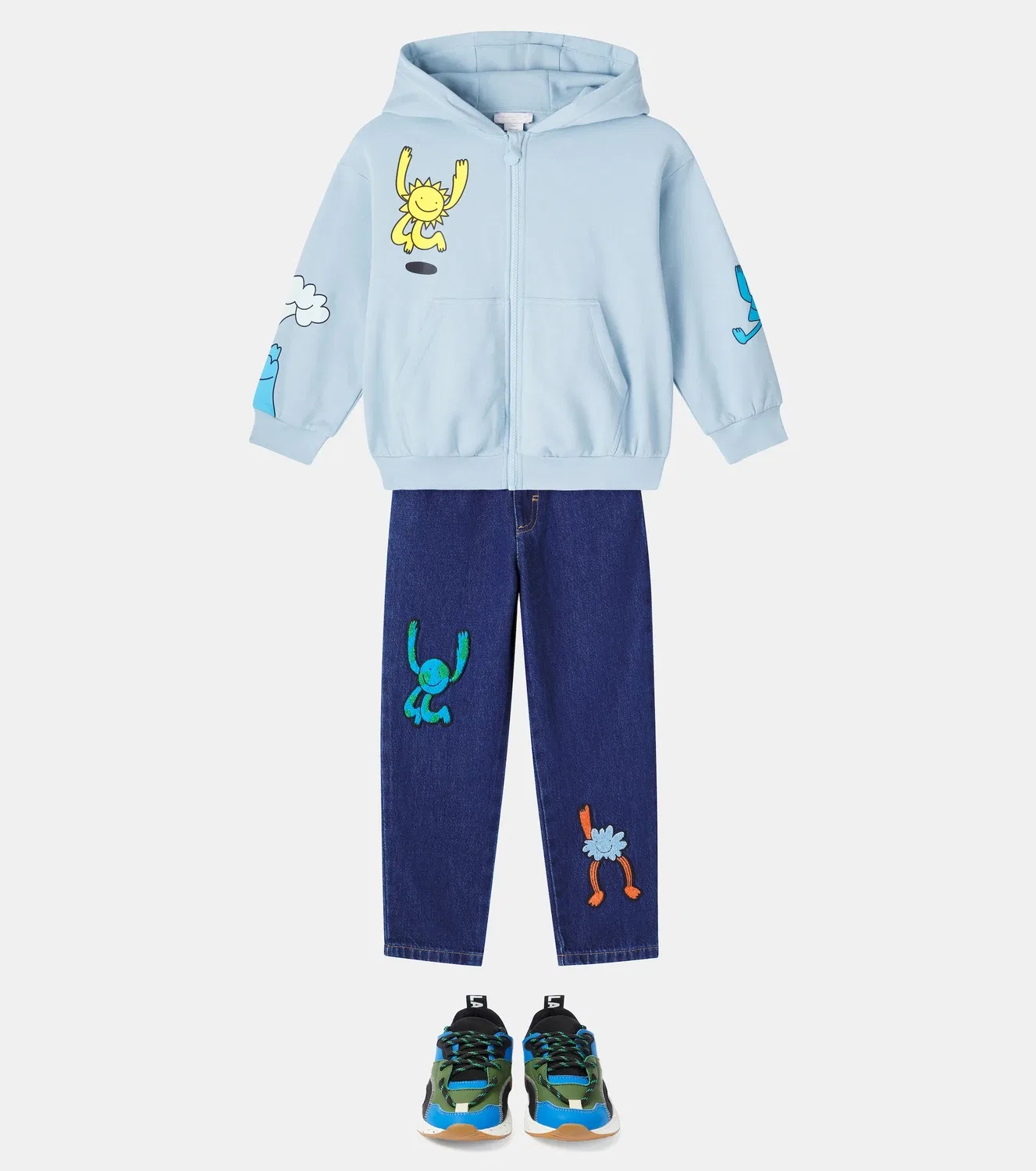 Худи хлопковое с принтом Stella Mccartney Kids, синий — фото 2