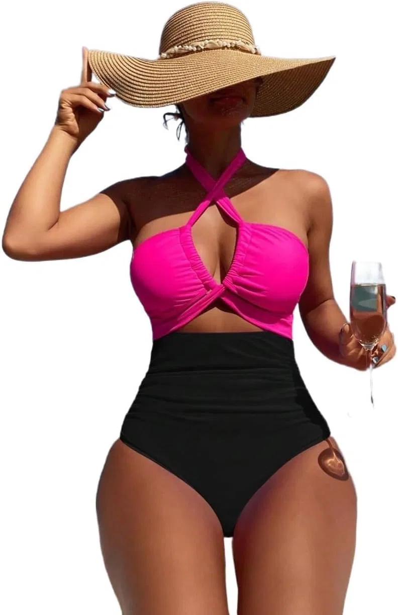 Женский цветной монокини с открытой спиной, халтер, для отпуска, Multicolor