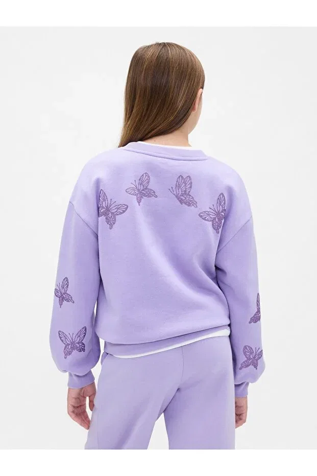 Детские свитшот для девочек с принтом Lilac Vintage Soft Dolman Gap, Lila-004 — фото 4