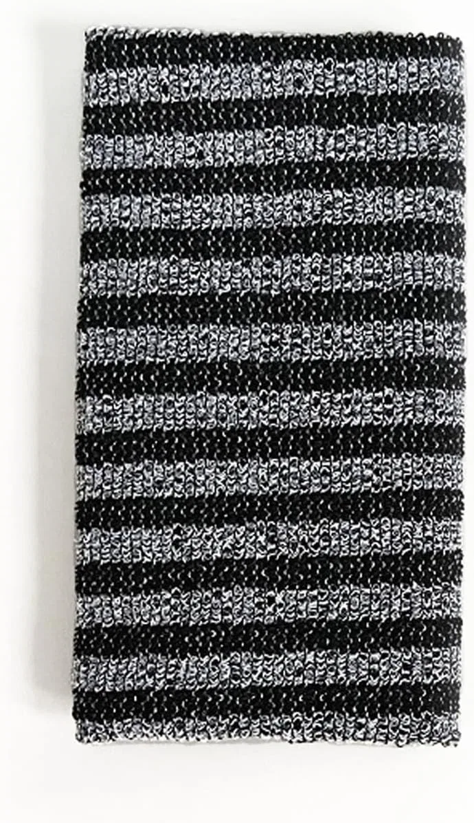 Мочалка для душа двойная отшелушивающая, KYRINOVA, 1 шт, 110x30 см, Black Stripe