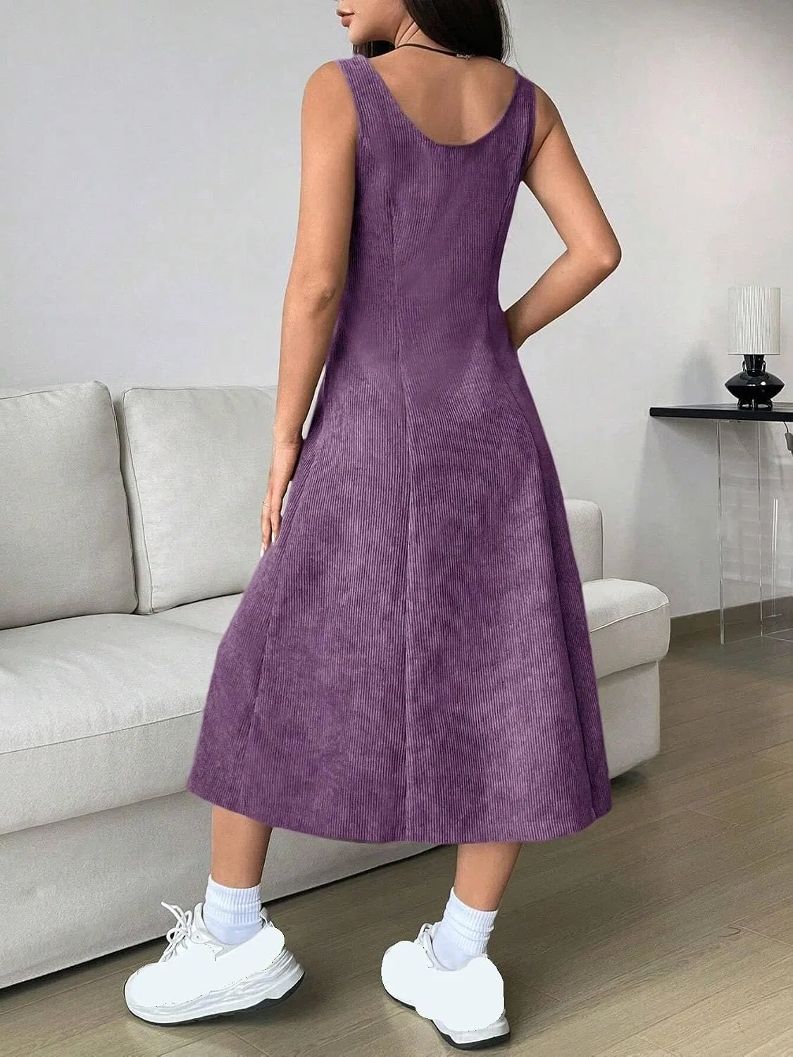 Женское платье A-силуэта миди sleeveless, Purple — фото 2