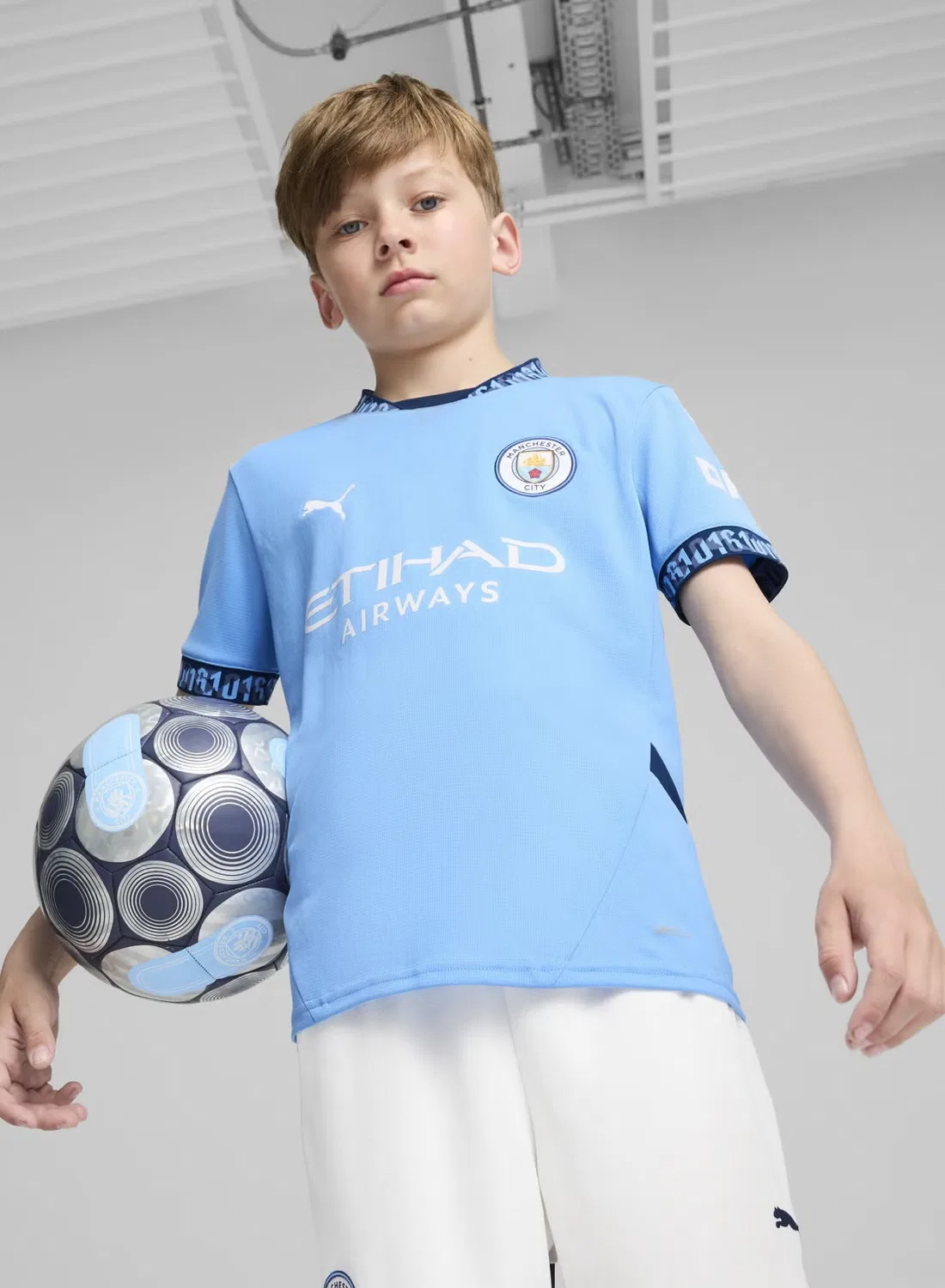 Футболка с принтом Manchester City 24/25 Puma, голубой