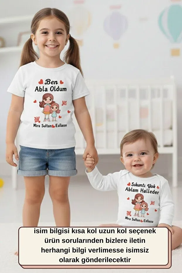 Детская футболка для девочек с принтом Big Sister T-Shirt And Baby Onesie Asilcomkids, White
