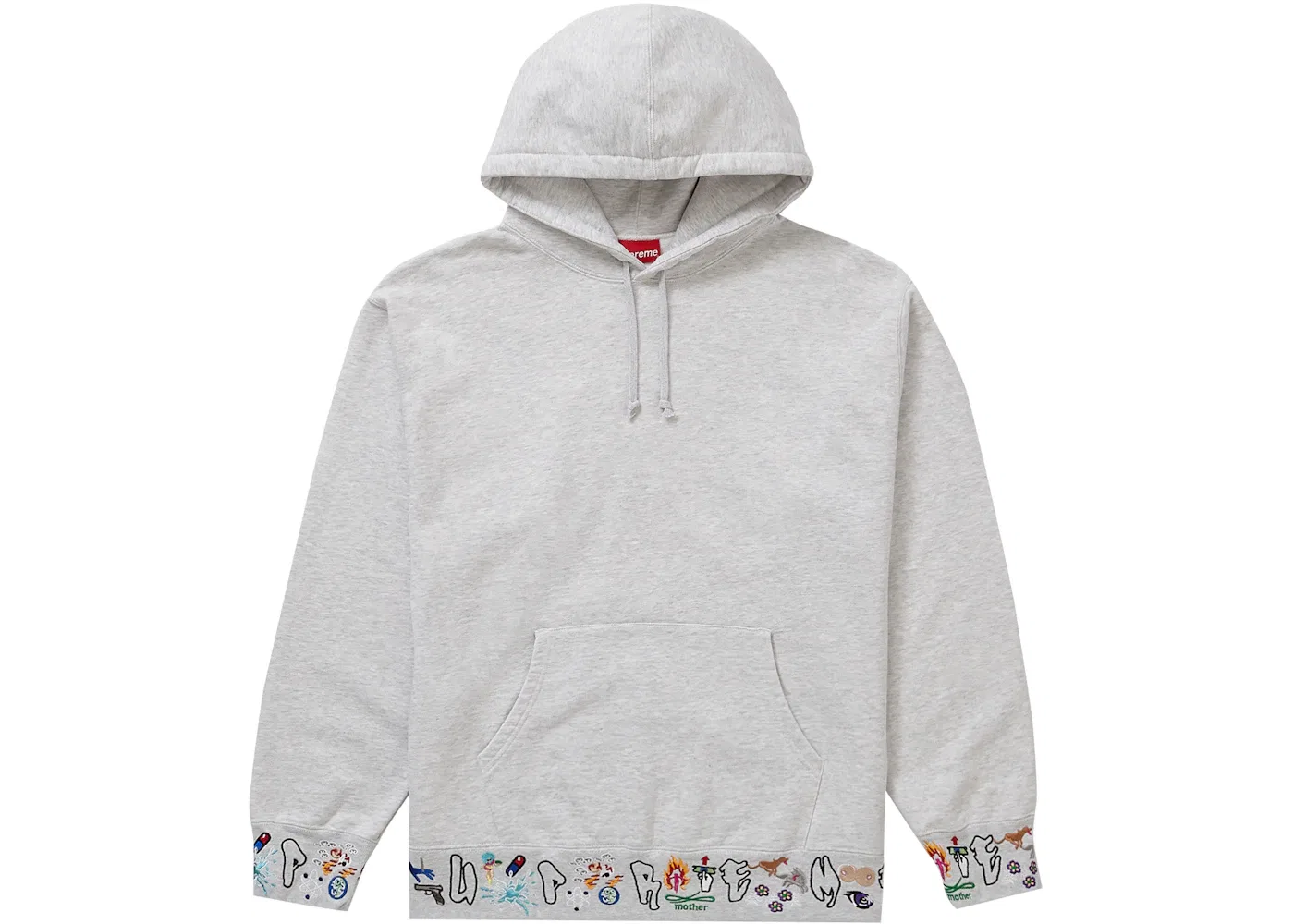 Мужская худи с капюшоном с принтом Supreme AOI Icons, Ash Grey