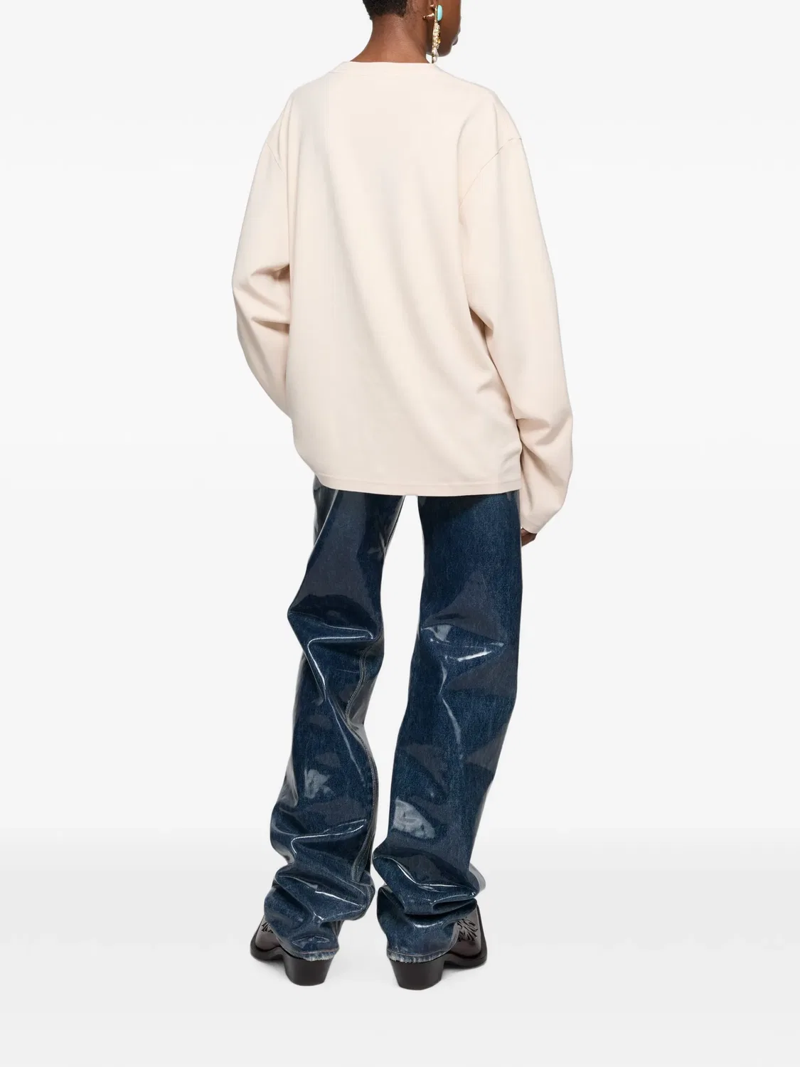Футболка с длинным рукавом с логотипом Acne Studios, нейтральный — фото 3
