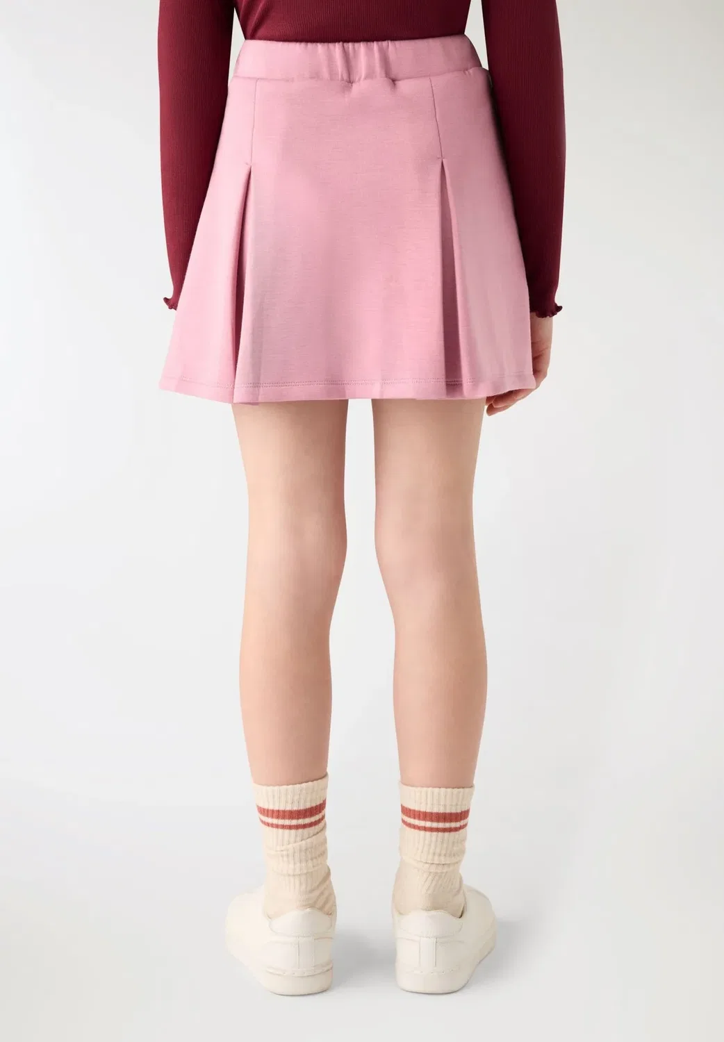 Skort da bambina con pieghe atinta unita - плиссированная юбка Terranova, Rosa Fard — фото 3