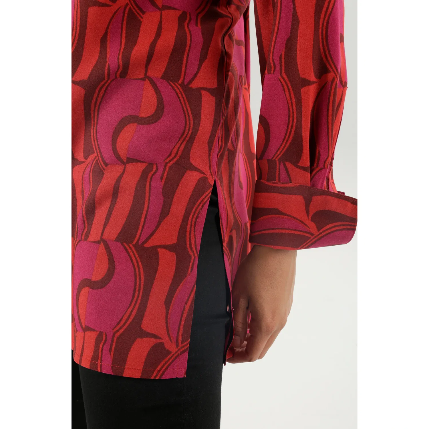 Женская блуза свободного кроя с принтом Aniston SELECTED, Dark Red/Fuchsia — фото 3
