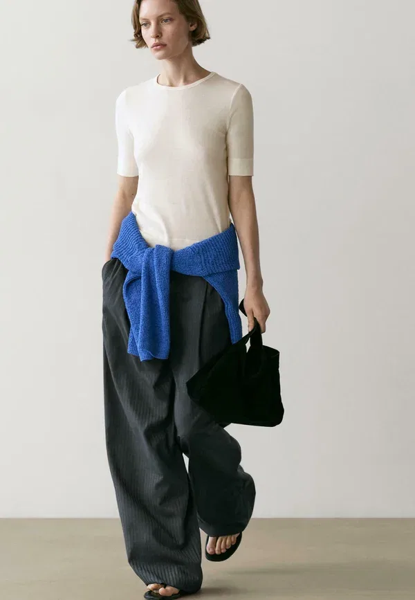 Брюки шерстяные Trousers Massimo Dutti, серый — фото 4