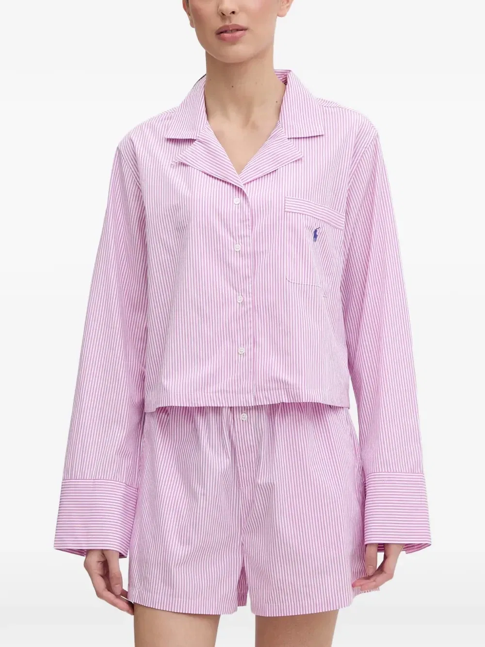 Пижамный комплект из полосатого хлопка Polo Ralph Lauren, розовый