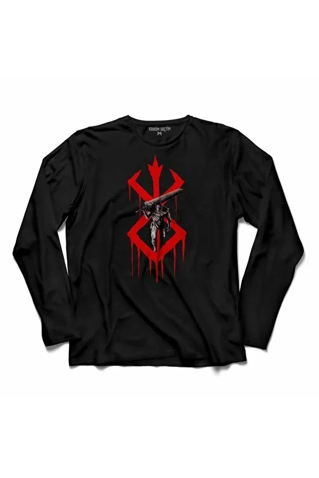 Детская футболка с длинным рукавом с принтом Brand of Sacrifice Mark Penman Berserk Kendim Seçtim, Черный