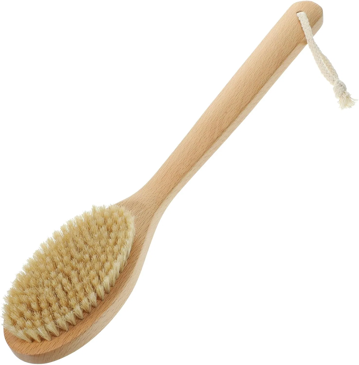 Щетка для тела из бука с длинной ручкой, MALUGOGO, Beige