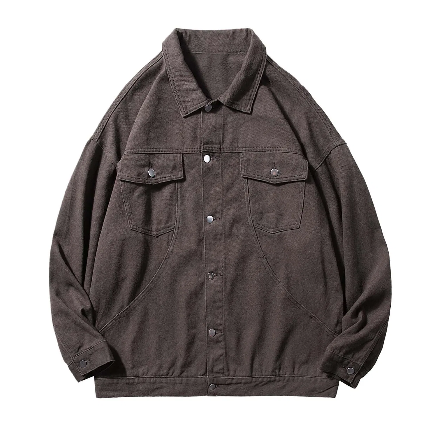 Мужская джинсовая куртка оверсайз с длинным рукавом, dark grey